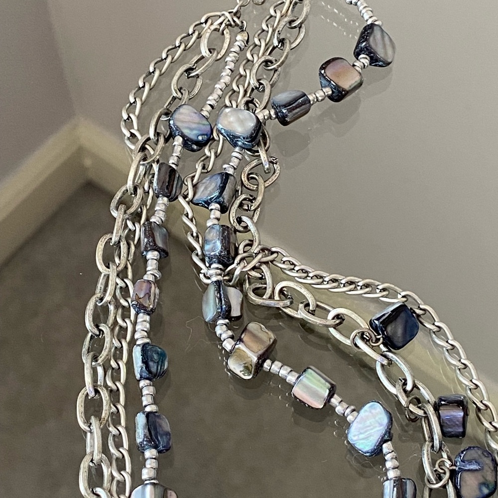 Silver Multi Stone Boho 3 Strand Necklace & Matching Earrings - Picture 6 of 10